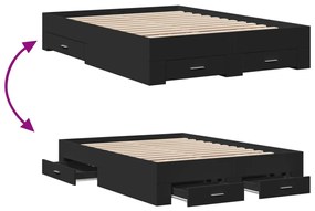 vidaXL Πλαίσιο Κρεβατιού με Συρτάρια Μαύρο 120x200 εκ Επεξεργ. Ξύλο