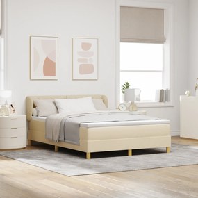 vidaXL κρεβάτι Box Spring με στρώμα σε κρεμ, 140x200 εκ ύφασμα