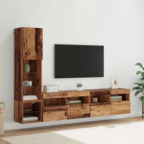vidaXL Μονάδα Τοίχου Τηλεόρασης 4 pcs Παλιό ξύλο Επεξεργασμένο Ξύλο