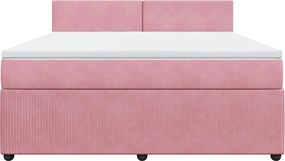 vidaXL Κρεβάτι Boxspring με Στρώμα Ροζ 180x200 εκ. Βελούδινο