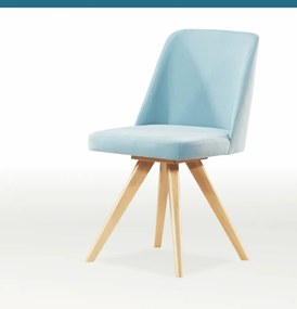 Ξύλινη-βελούδινη καρέκλα Mercury σιελ-καφέ 89x51x46x44cm, FAN1234