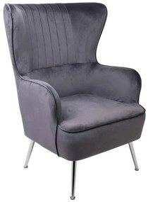 Πολυθρόνα CROMA Ύφασμα Γκρι Velure 76x80x104cm