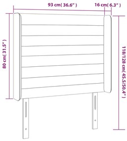 vidaXL Κεφαλάρι Κρεβατιού LED Ανοιχτό Γκρι 93x16x118/128εκ. Υφασμάτινο