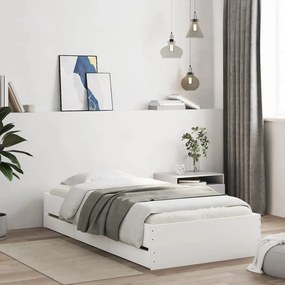 Πλαίσιο Κρεβατιού με Συρτάρια Λευκό 100x200 εκ Επεξεργ. Ξύλο