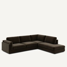 Γωνιακός καναπές με σεζλόνγκ από υφασμα μπουκλέ, César