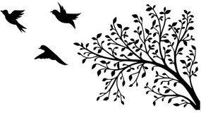 Διακοσμητικό Τοίχου Birds From The Branch 899SKL2467 37x70cm Black Wallity Metal