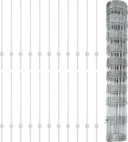 vidaXL Τεντώτο με στήριγμα Ασημί 1 x 50 m Ατσάλι