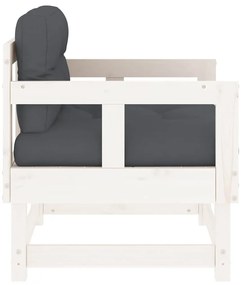 vidaXL Καρέκλες Κήπου με Μαξιλάρια 2 τεμ. Λευκές από Μασίφ Ξύλο Πεύκου