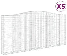 vidaXL Συρματοκιβώτια Τοξωτά 5 τεμ. 400x30x180/200 εκ. Γαλβαν. Ατσάλι