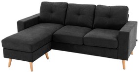 HOMCOM Καναπές τριών θέσεων, γωνιακός καναπές, με chaise longue, καπιτονέ κουμπιά, 193x136x85 cm, Μαύρο