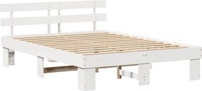 vidaXL Σκελετός Κρεβατιού Λευκό 150 x 200 cm Στερεά ξυλεία πεύκου