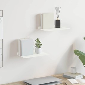 vidaXL Πλωτό ράφι Επιτοίχιο 2 pcs Λευκός 30 x 18 x 2,5 εκ Ατσάλι