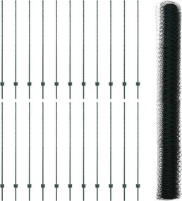 vidaXL Εξωτερική εξάγωνη περίφραξη με στήλη 50 x 1,6 m Πράσινο Δίχτυ