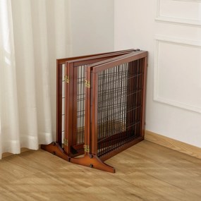 Dog Barrier Folding Pine Wood 432 x 36 x 70 cm Καφές