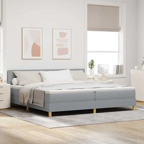 vidaXL Κρεβάτι με Βάση με Στρώμα Ανοιχτό Γκρι 200x200 εκ. Ύφασμα