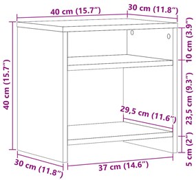 Κομοδίνο Χρώμα Αρτισιανή Δρυς 40 x 30 x 40 εκ. από Επεξ. Ξύλο - Καφέ