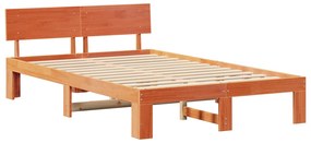 vidaXL Κρεβάτι με Κεφαλάρι Κερωμένο Καφέ 120x190 εκ. Μασίφ Ξύλο Πεύκου
