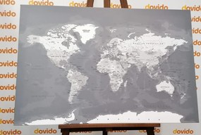 Εικόνα κομψό, vintage ασπρόμαυρο παγκόσμιο χάρτη