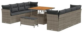 vidaXL Σετ Καναπέ Κήπου με μαξιλάρι 11 pcs Γκρι 100 x 100 x 71 cm