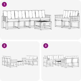 vidaXL Σειρά Καναπέ Εξωτερικού με μαξιλάρι 7 pcs Λευκό και Κρεμ