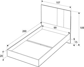 Κρεβάτι Terra Megapap χρώμα florida oak 100x200εκ.