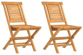 Καρέκλες Κήπου Πτυσσόμενες 2 τεμ. 47x63x90 εκ. Μασίφ Ξύλο Teak - Καφέ