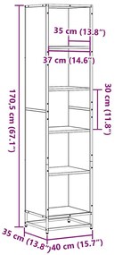 Βιβλιοθήκη Μαύρη 40x35x170,5 εκ. από Μοριοσανίδα - Μαύρο