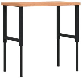 vidaXL Πάγκος Εργασίας Ορθογώνιος 100x60x(73-99,5) εκ Μασίφ Ξύλο Οξιάς