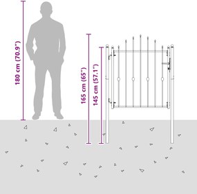 vidaXL Πύλη Φράχτη ASTEN 100 x 100 cm Κλειδώσιμο Μέταλλο Μαύρο