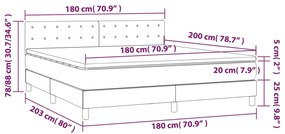 Κρεβάτι Boxspring με Στρώμα &amp; LED Μαύρο 180x200 εκ. Βελούδινο - Μαύρο