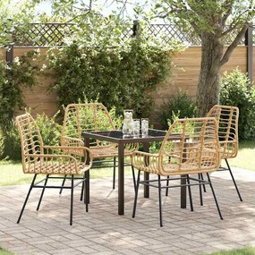 vidaXL Σέτ φαγητού για κήπο 5 pcs Καφέ συνθετικό ρατάν