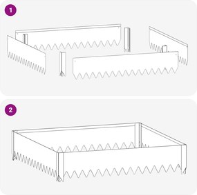 vidaXL Περίγραμμα γκαζόν 100 x 100 x 20 cm Ατσάλι Ασημί