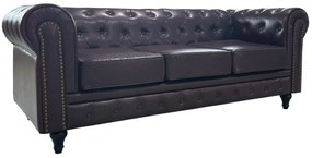 Καναπές Τριθέσιος ArteLibre AVERY Σκούρο Καφέ PU 208x90x73cm-14290072
