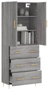 vidaXL Ντουλάπι Γκρι Sonoma 69,5 x 34 x 180 εκ. Επεξεργασμένο Ξύλο
