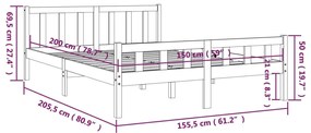 ΠΛΑΙΣΙΟ ΚΡΕΒΑΤΙΟΥ 150 X 200 ΕΚ. ΑΠΟ ΜΑΣΙΦ ΞΥΛΟ 5FT KING SIZE 810684