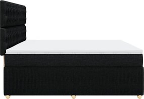 vidaXL Κρεβάτι Boxspring με Στρώμα Μαύρο 200x200 εκ. Υφασμάτινο