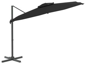 vidaXL Ομπρέλα Κρεμαστή με Διπλή Κορυφή Μαύρη 400 x 300 εκ.