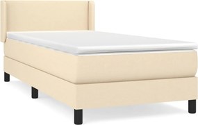 vidaXL Κρεβάτι Boxspring με Στρώμα Κρεμ 90x200 εκ.Υφασμάτινο