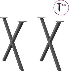 vidaXL Πόδια Τραπεζαρίας σε Σχήμα Χ 2 τεμ. Ανθρακί 70x(72-73) εκ. Ατσάλι