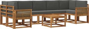 vidaXL Σειρά Καναπέ Εξωτερικού 8 pcs Φυσικό και Ανθρακί Πολυεστέρας