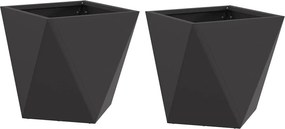 vidaXL Γλάστρα 2 τμχ. Μαύρο 30 x 30 x 30 cm Ατσάλι
