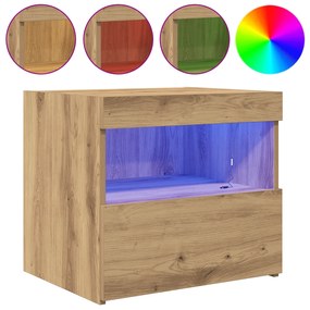 vidaXL Κομοδίνα με LED Φώτα 2 τμχ Καλλιτεχνική δρυς 50x40x45 εκ