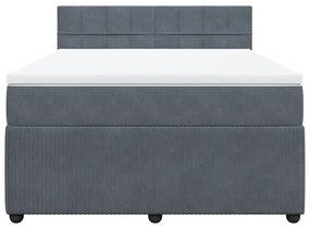 vidaXL Κρεβάτι Boxspring με Στρώμα Σκούρο Γκρι 140x200 εκ. Βελούδινο