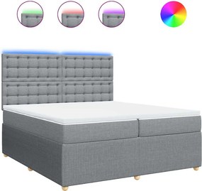 vidaXL Κρεβάτι Boxspring με Στρώμα Ανοιχτό Γκρι 200x200 εκ. Υφασμάτινο
