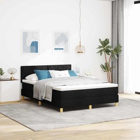 vidaXL Κρεβάτι Σπίνου με Στρώμα Μαύρο 160x200 εκ. Ύφασμα