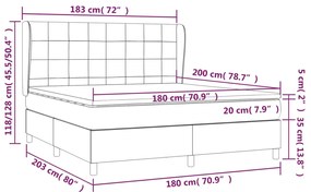 vidaXL Κρεβάτι Boxspring με Στρώμα Σκούρο Γκρι 180x200 εκ Υφασμάτιν