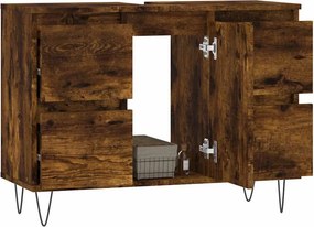vidaXL Ντουλάπι Μπάνιου Καπνιστή Δρυς 80 x 33 x 60 εκ. Επεξεργ. Ξύλο