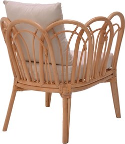 Πολυθρόνα Tania pakoworld φυσικό rattan-λευκό μαξιλάρι 76x76x76εκ