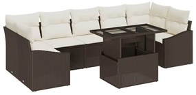 vidaXL Σετ Καναπέ Κήπου με αποθήκευση 8 pcs Καφέ Πολυ ράταν