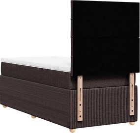 vidaXL Κρεβάτι Boxspring με Στρώμα Σκούρο Καφέ 100x200 εκ. Υφασμάτινο
